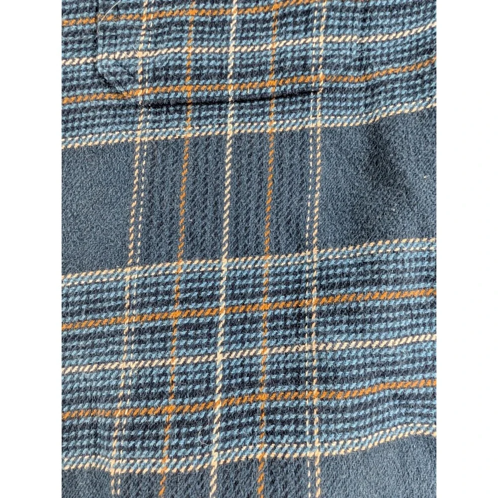 Orvis Mens Blue Plaid Flannel Shirt Jacket Fleece Lined Collar XL Cotton Shacket